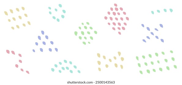 Colorful garnish set of dots with a brush touch