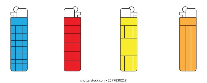 Colorful gas lighters, in flat style, isolated on white background, icon vector illustration.