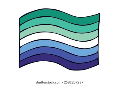 Colorful Gay men pride flag Happy pride day LGBTQ community Pride Month Vector hand drawn doodle for posters, stickers, logo, cards