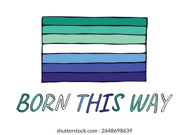 Bandeira do orgulho gay gay homem feliz dia do orgulho LGBTQ comunidade Orgulho mês vetor mão desenhado rabiscar para cartazes, adesivos, logotipo, cartões