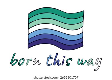Colorful Gay men pride flag Happy pride day LGBTQ community Pride Month Vector hand drawn doodle for posters, stickers, logo, cards