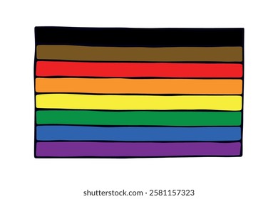 Colorful Gay pride flag Happy pride day LGBTQ community Pride Month Vector hand drawn doodle for posters, stickers, logo, cards