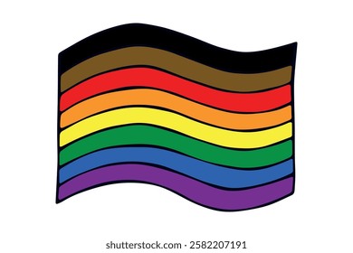 Colorful Gay pride flag Happy pride day LGBTQ community Pride Month Vector hand drawn doodle for posters, stickers, logo, cards