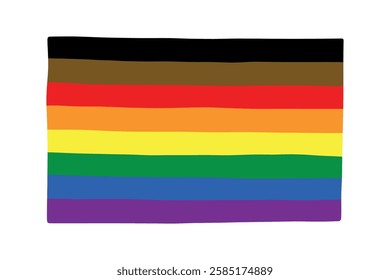 Colorful Gay pride flag Happy pride day LGBTQ community Pride Month Vector hand drawn doodle for posters, stickers, logo, cards