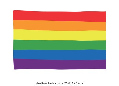 Colorful Gay pride flag Happy pride day LGBTQ community Pride Month Vector hand drawn doodle for posters, stickers, logo, cards