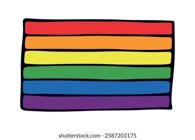 Colorful Gay pride flag Happy pride day LGBTQ community Pride Month Vector hand drawn doodle for posters, stickers, logo, cards