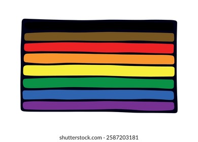 Colorful Gay pride flag Happy pride day LGBTQ community Pride Month Vector hand drawn doodle for posters, stickers, logo, cards