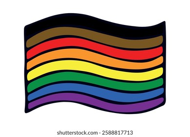 Colorful Gay pride flag Happy pride day LGBTQ community Pride Month Vector hand drawn doodle for posters, stickers, logo, cards