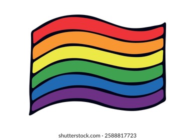 Colorful Gay pride flag Happy pride day LGBTQ community Pride Month Vector hand drawn doodle for posters, stickers, logo, cards