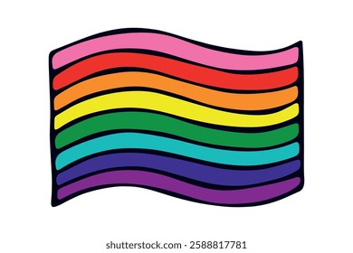 Colorful Gay pride flag Happy pride day LGBTQ community Pride Month Vector hand drawn doodle for posters, stickers, logo, cards