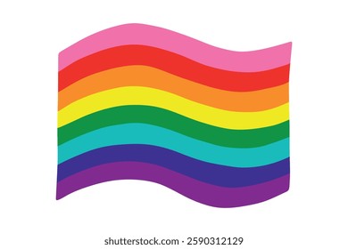 Colorful Gay pride flag Happy pride day LGBTQ community Pride Month Vector hand drawn doodle for posters, stickers, logo, cards