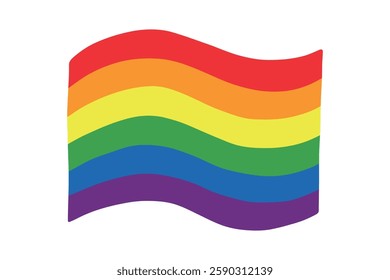 Colorful Gay pride flag Happy pride day LGBTQ community Pride Month Vector hand drawn doodle for posters, stickers, logo, cards