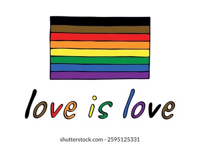 Colorful Gay pride flag Happy pride day LGBTQ community Pride Month Vector hand drawn doodle for posters, stickers, logo, cards