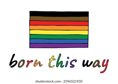 Colorful Gay pride flag Happy pride day LGBTQ community Pride Month Vector hand drawn doodle for posters, stickers, logo, cards