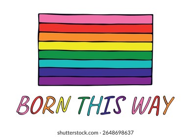 Colorful Gay pride flag Happy pride day LGBTQ community Pride Month Vector hand drawn doodle for posters, stickers, logo, cards