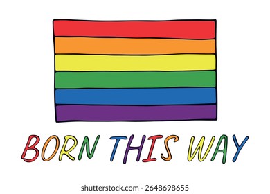 Bandeira do orgulho gay colorido Feliz dia do orgulho LGBTQ comunidade Orgulho Mês do Orgulho Vetor mão desenhada rabiscar para cartazes, adesivos, logotipo, cartões