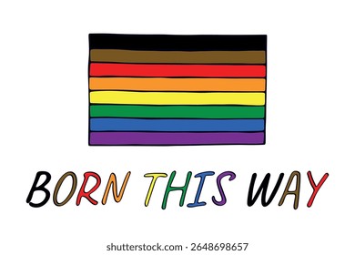 Bandeira do orgulho gay colorido Feliz dia do orgulho LGBTQ comunidade Orgulho Mês do Orgulho Vetor mão desenhada rabiscar para cartazes, adesivos, logotipo, cartões