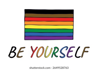 Bandeira do orgulho gay colorido Feliz dia do orgulho LGBTQ comunidade Orgulho Mês do Orgulho Vetor mão desenhada rabiscar para cartazes, adesivos, logotipo, cartões