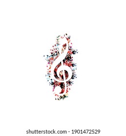 Colorful G-clef isolated vector illustration. Artistic treble clef design for live concert events, music shows and festivals. Violin key symbol
