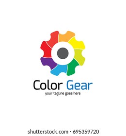 Colorful gear or cog wheel icon illustration template, industrial icon, factory icon, setting icon, isolated on white background