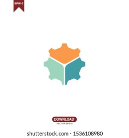 Colorful gear with cube concept logo vector design