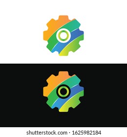 Colorful Gear icon with background and setting icon design vector set.