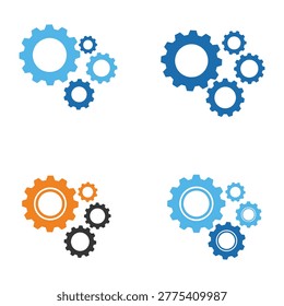 Colorful gear icons in different sizes and colors gearwheels cogwheels icon