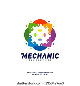 Colorful Gear Logo Design Concepts. Mechanical Gear Logo Template Vector. Icon Symbol