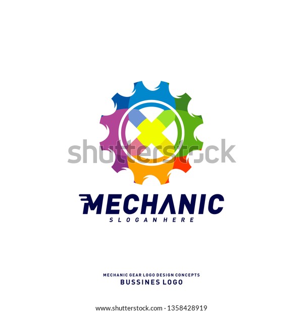 Colorful Gear Logo Design Concepts.\
Mechanical Gear Logo Template Vector. Icon\
Symbol
