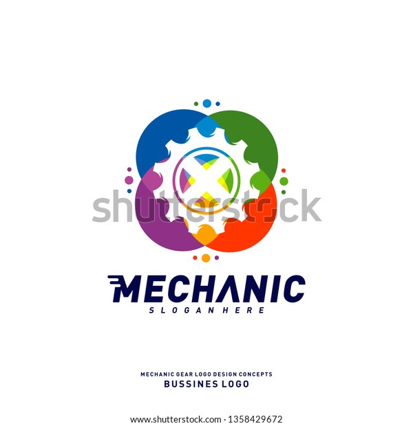 Colorful Gear Logo Design Concepts.\
Mechanical Gear Logo Template Vector. Icon\
Symbol