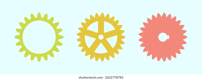 Conjunto de iconos de forma de engranaje colorido. Signo de Vector. Símbolo de ingeniería