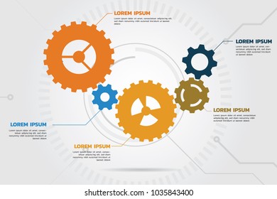 Colorful gear system infographic Vector illustration 