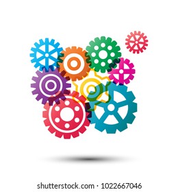 colorful gear wheels engineering concept, vector design