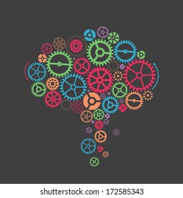 Colorful gearslike a brain. Abstract background