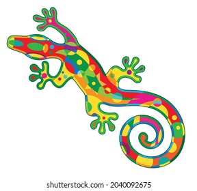 Ilustración vectorial aislada de gecko colorido