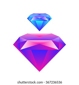 Colorful gem isolated on white background Vector illustration