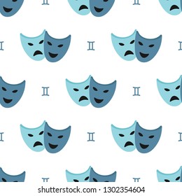 Colorful gemini zodiac sign vector seamless pattern background.