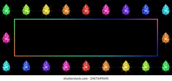 Colorful gems background. Sparkling crystals. Vector illustration.
