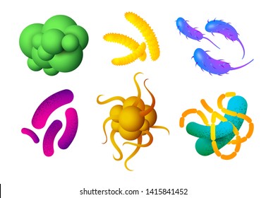Colorful gems and bacteria. Various viruses that cause dangerous diseases and infections. Can be used for topics like epidemic, research, medicine