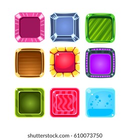 Colorful Gems Flash Game Element Templates Design Collection With Colorful Square Candy For Three In The Row Type Of Video Game