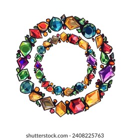 colorful gemstone frame in circular shape