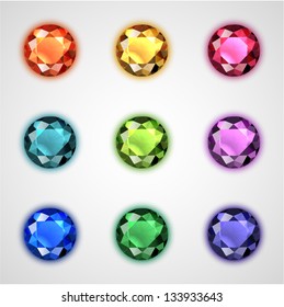 Colorful gemstones collection - eps10 vector