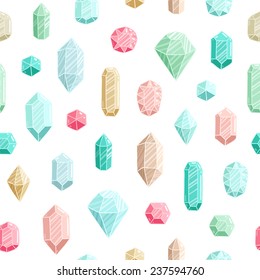 Colorful gemstones vector seamless pattern
