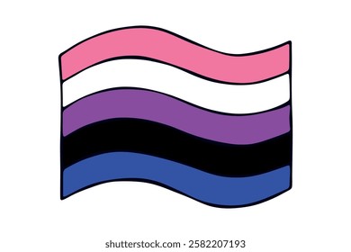 Colorful Gender fluid pride flag Happy pride day LGBTQ community Pride Month Vector hand drawn doodle for posters, stickers, logo, cards