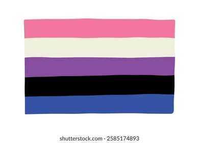 Colorful Gender fluid pride flag Happy pride day LGBTQ community Pride Month Vector hand drawn doodle for posters, stickers, logo, cards