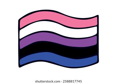 Colorful Gender fluid pride flag Happy pride day LGBTQ community Pride Month Vector hand drawn doodle for posters, stickers, logo, cards