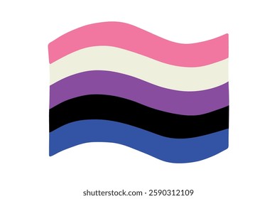 Colorful Gender fluid pride flag Happy pride day LGBTQ community Pride Month Vector hand drawn doodle for posters, stickers, logo, cards