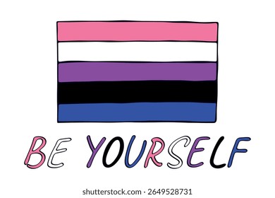 Bandeira do orgulho fluido do gênero feliz Dia do orgulho LGBTQ comunidade do orgulho Mês do orgulho Vetor mão desenhada rabiscar para cartazes, adesivos, logotipo, cartões