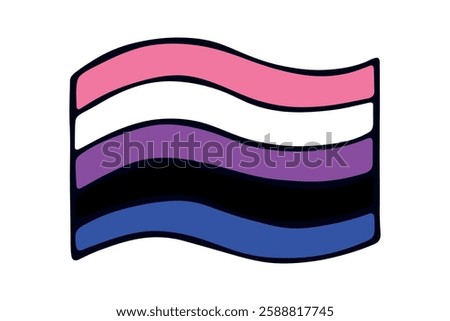 Colorful Gender fluid pride flag Happy pride day LGBTQ community Pride Month Vector hand drawn doodle for posters, stickers, logo, cards