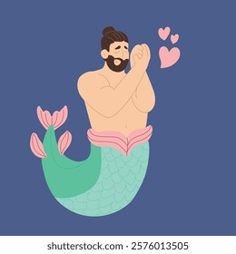 Colorful gender-diverse cute mermaids. Hand drawn LGBTQ concept in modern flat vector illustration style.